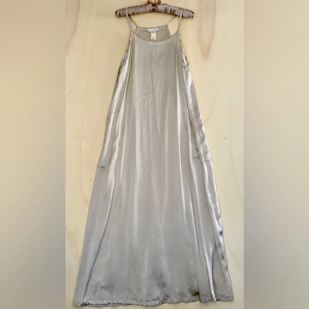 Blue Les Copains Champagne Silk Gown and Coat - Picture 3 of 13